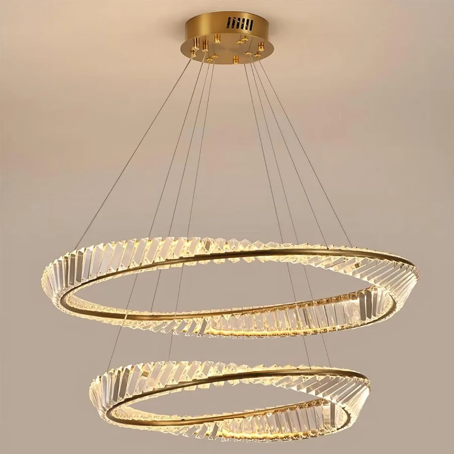 Gold 2-Light Crystal Chandelier view 1