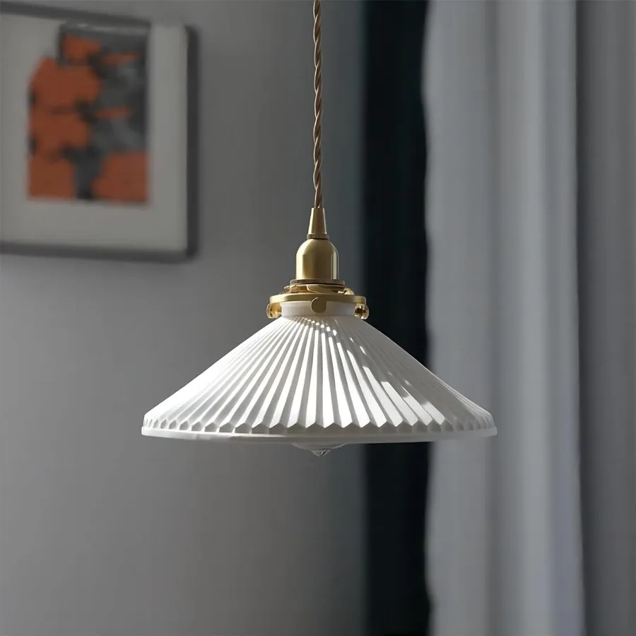White 1-Light Glass Chandelier view 1