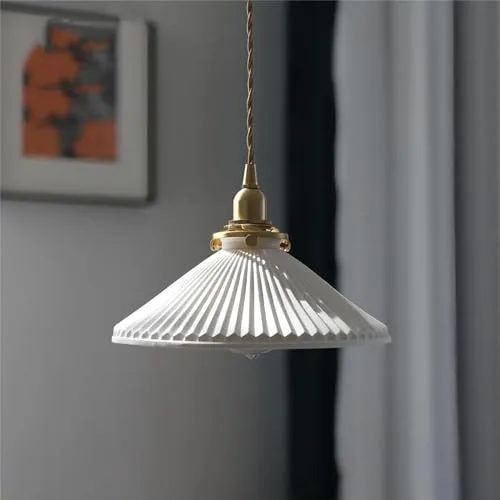 White 1-Light Glass Chandelier view 2