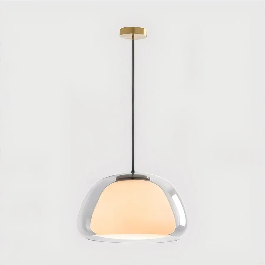 White 1-Light Glass Chandelier view 1