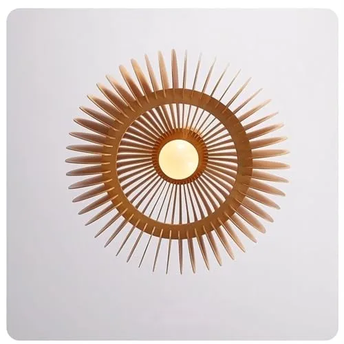 11.8 Inch Vintage Pendant Light, 1-Light Wooden Pumpkin Shape view 3