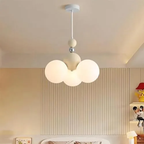 Cream White 3-Light Chandelier view 3
