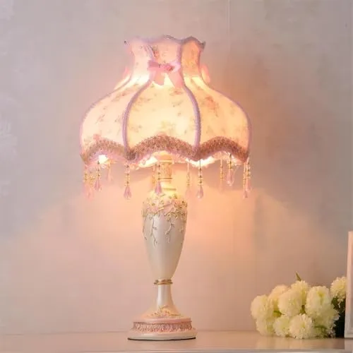 European-Style Garden lamp Creative Warm Pink lamp Bedroom Bedside view 3
