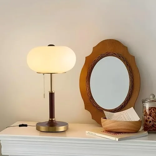 Vintage Table Lamp, Decorative Table Light with Glass Shade view 2