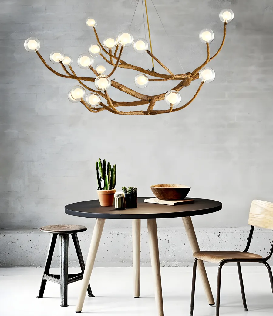 Natural Wood 8-Light Glass Radial view 2