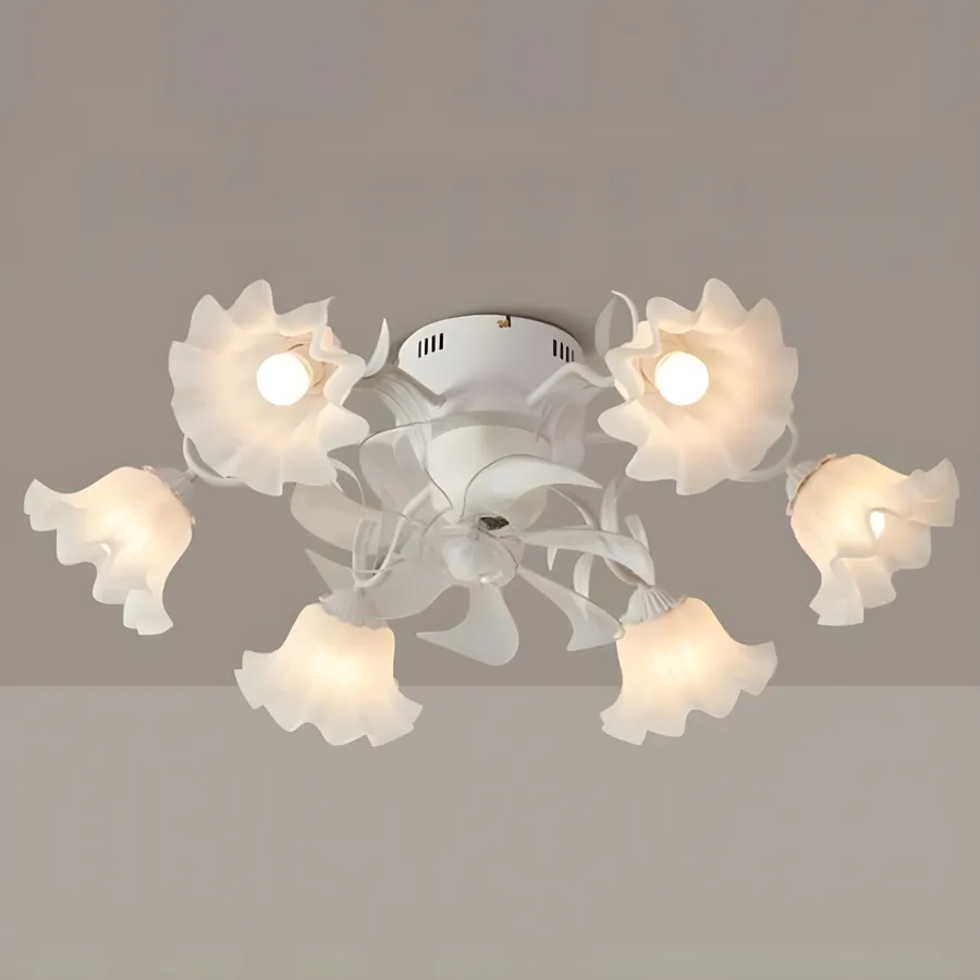 White 6-Light Flush-Mount Type view 2