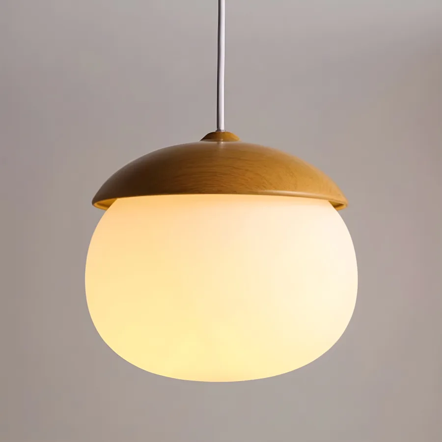 Natural Wood 1-Light Glass Globe view 2