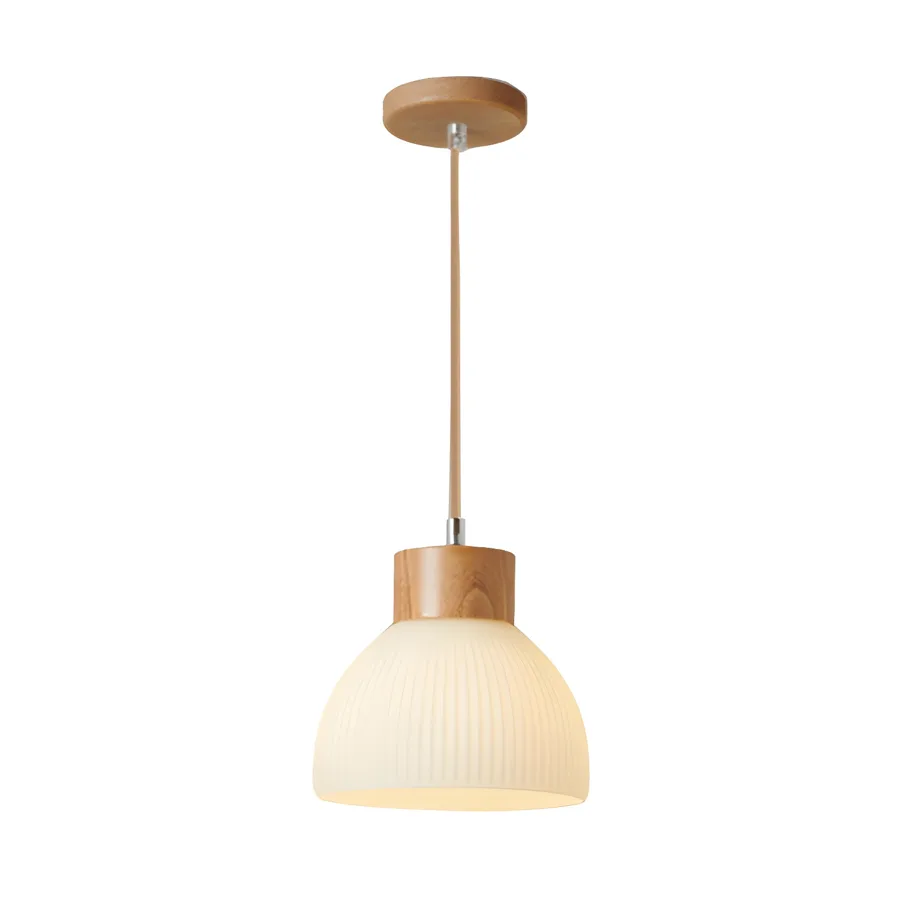 Natural Wood 1-Light Glass Dome view 1