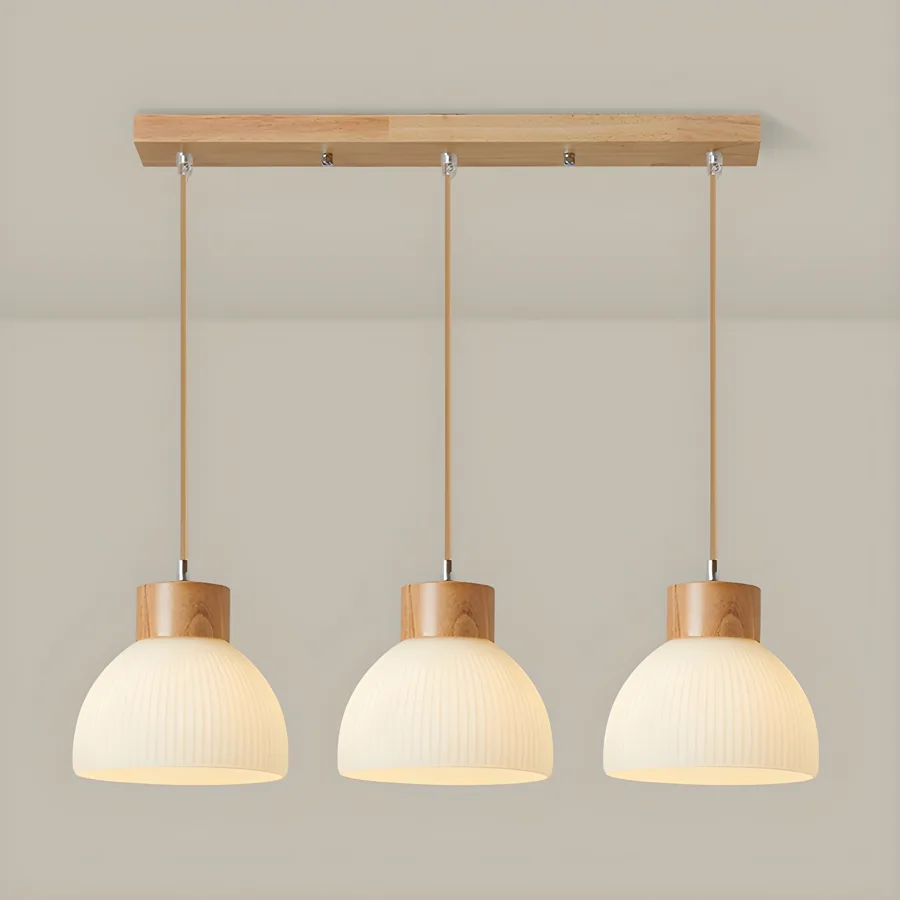 Natural Wood 1-Light Glass Dome view 2