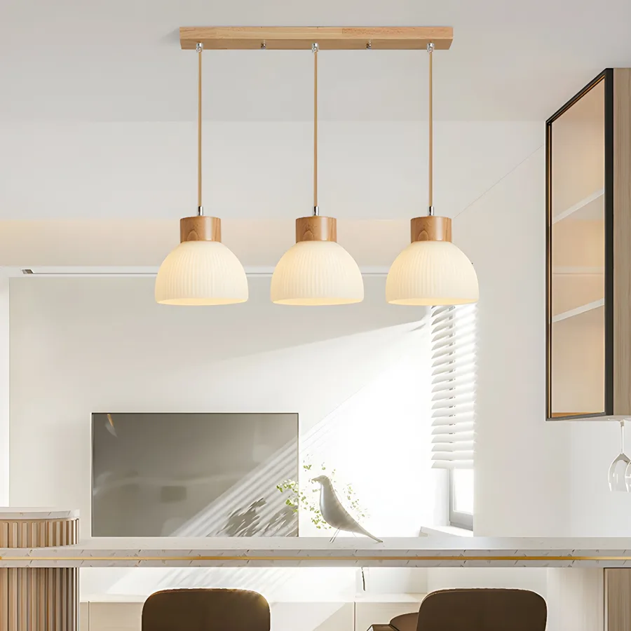 Natural Wood 1-Light Glass Dome view 3