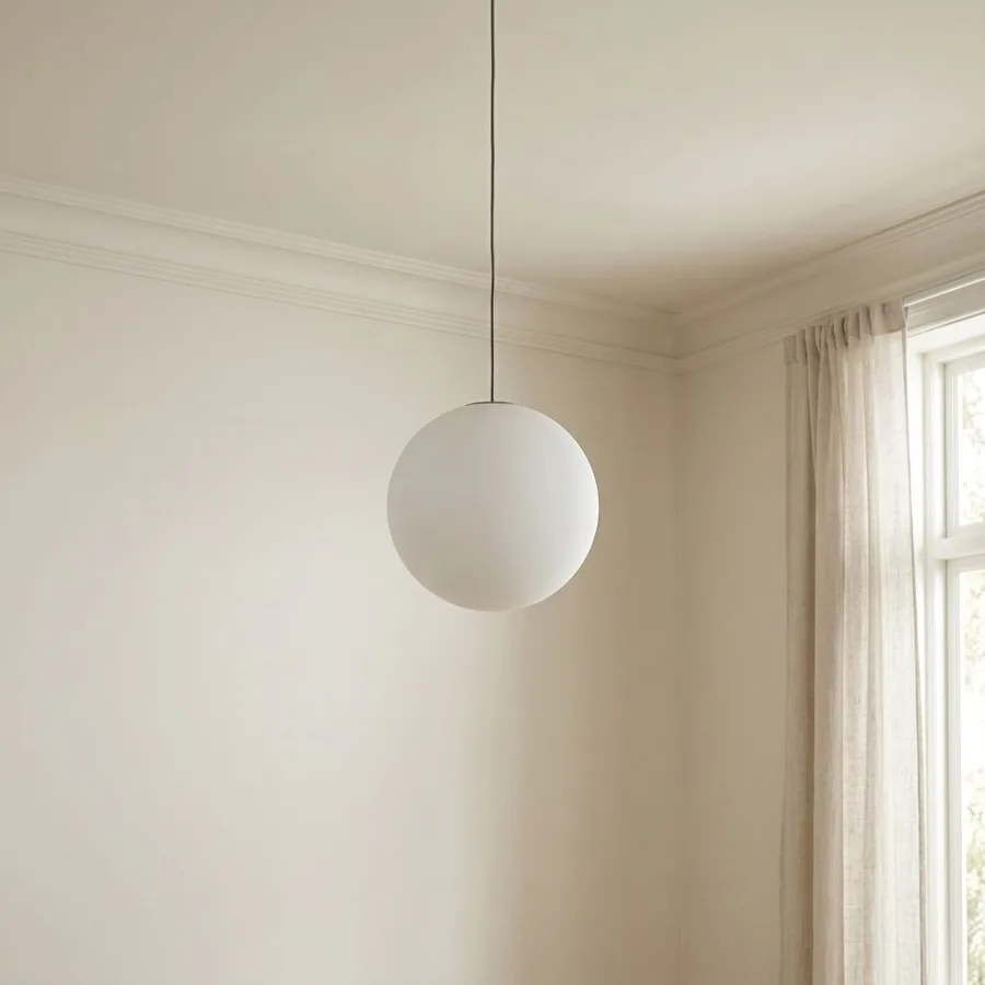 White 1-Light Glass Globe view 2