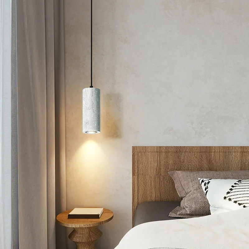 White 1-Light Stone Cylinder view 1