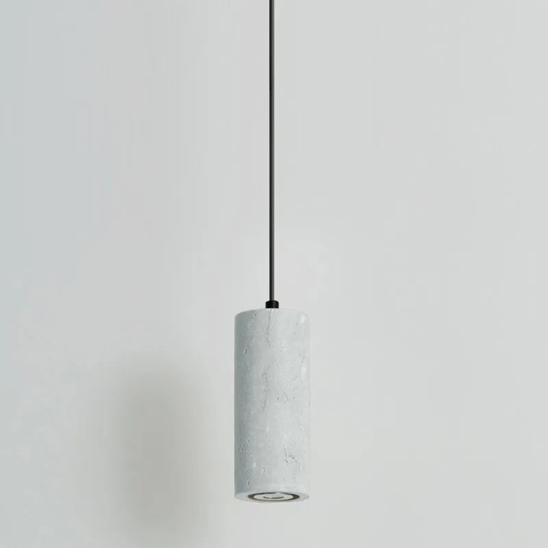 White 1-Light Stone Cylinder view 2