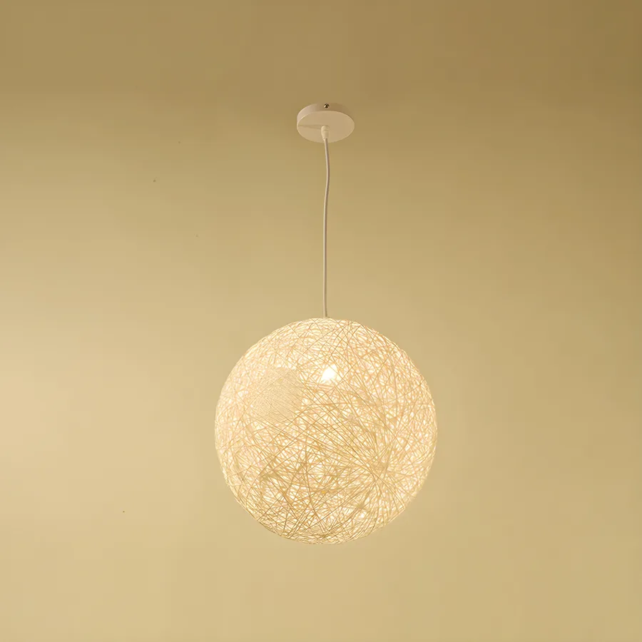 Cream 1-Light Bamboo & Rattan Globe view 1