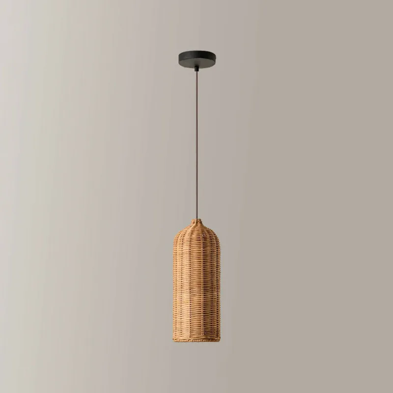 Natural Wood 1-Light Bamboo & Rattan Cylinder view 1