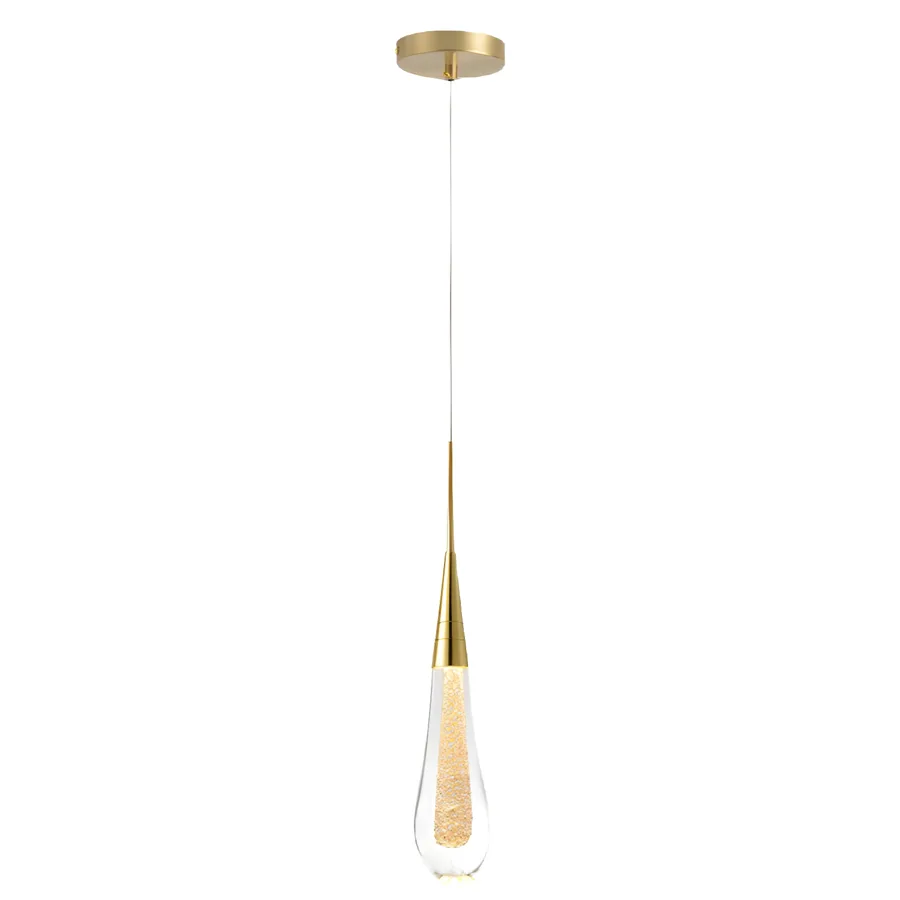 Brass 1-Light Crystal Teardrop view 1