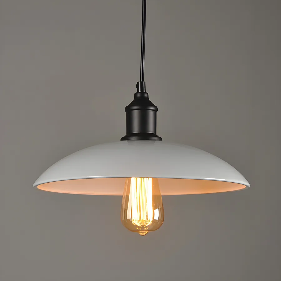 White 1-Light Iron Domed Lid view 1