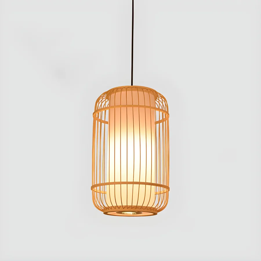 Natural Wood 2-Light Bamboo Geometric view 2