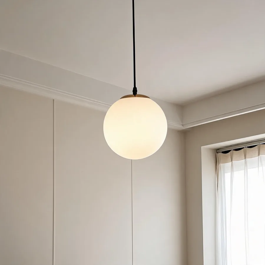 White 1-Light Glass Globe view 2