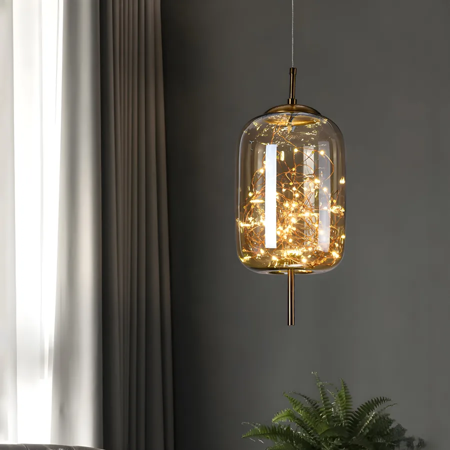 Gold 1-Light Glass Geometric view 3