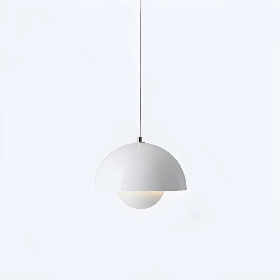 White 1-Light Aluminum Dome view 2