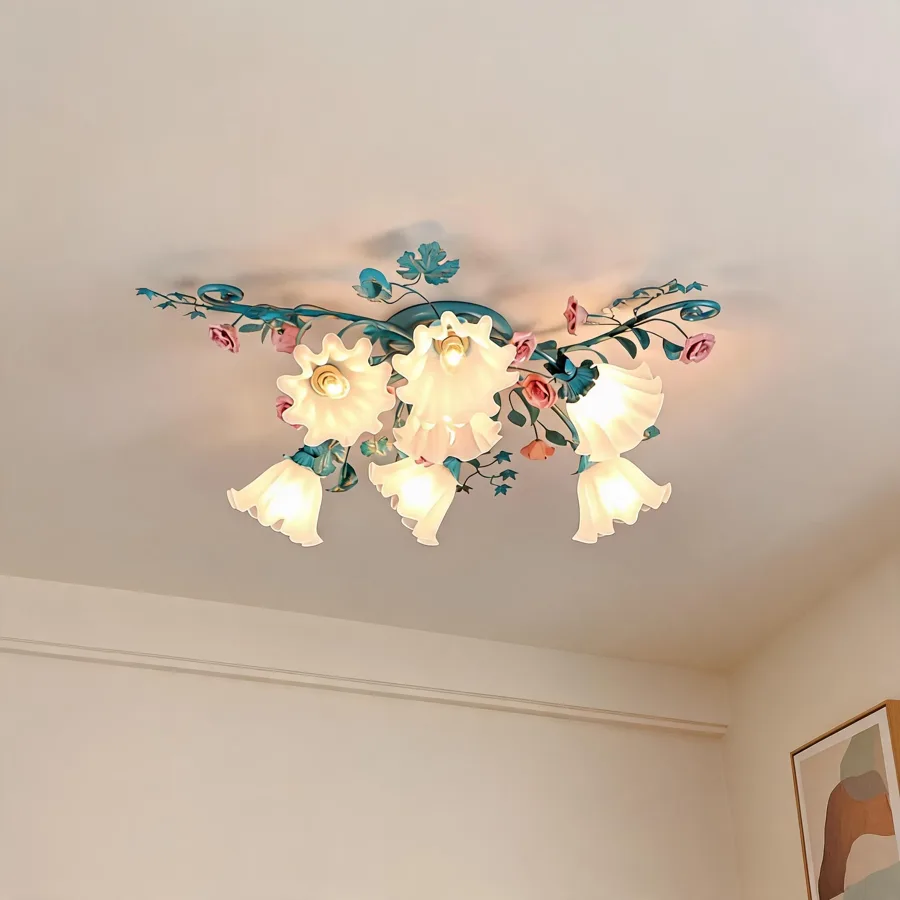 Pink 4-Light Glass Semi-Flush Mount view 1