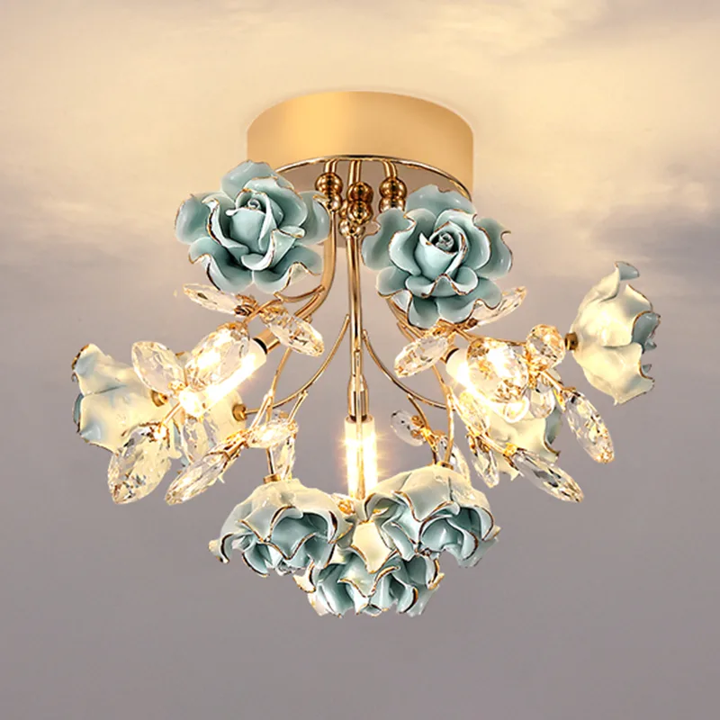 Pink 3-Light Crystal Semi-Flush Mount view 2