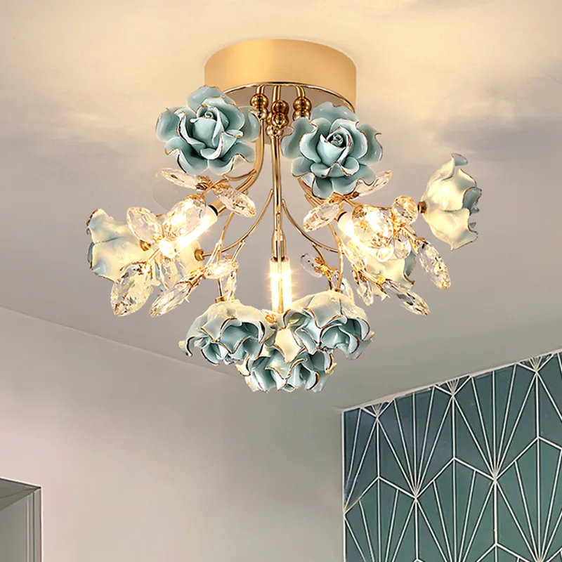 Pink 3-Light Crystal Semi-Flush Mount view 3