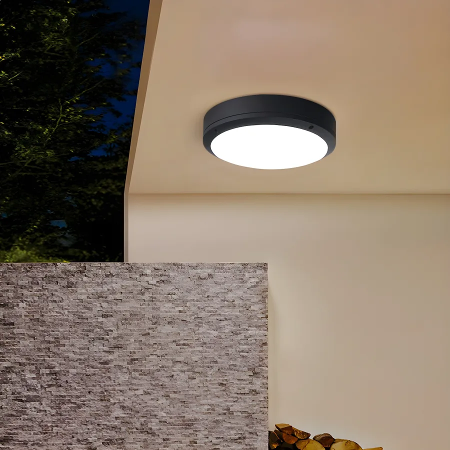 Black 1-Light Plastic Flush Mount view 1