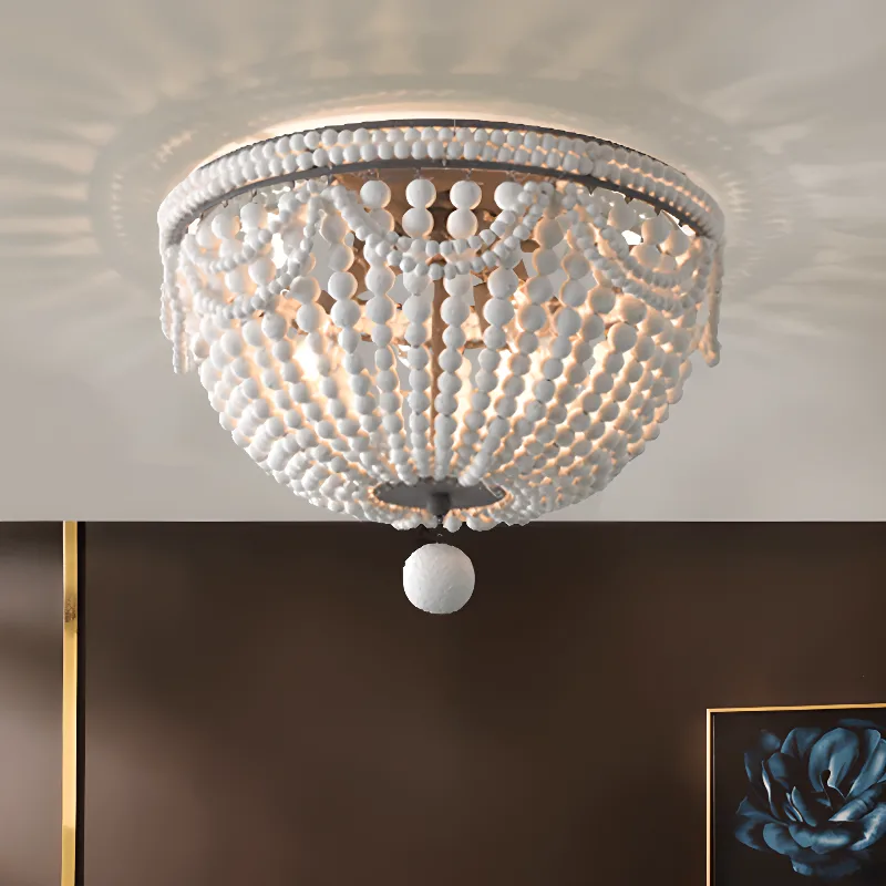 Blue 3-Light Solid Wood Flush Mount view 3