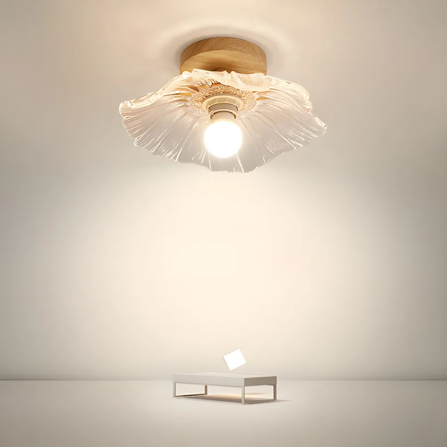 Cream 1-Light Glass Semi-Flush Mount view 1
