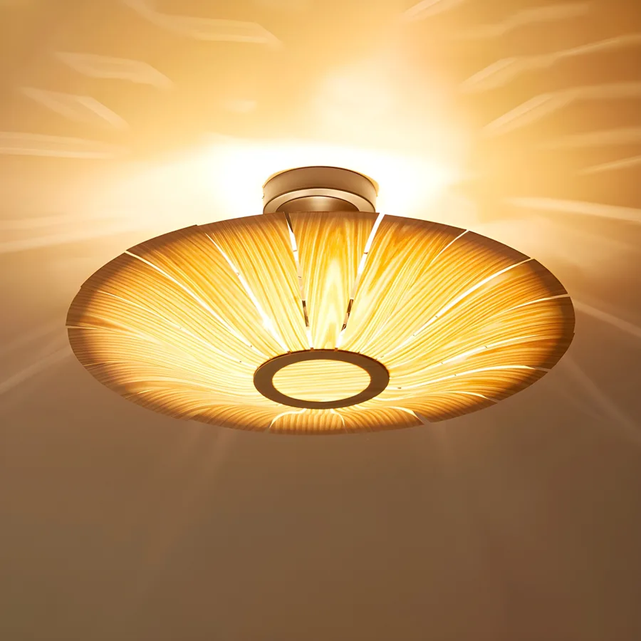 Natural Wood 3-Light Solid Wood Semi-Flush Mount view 2