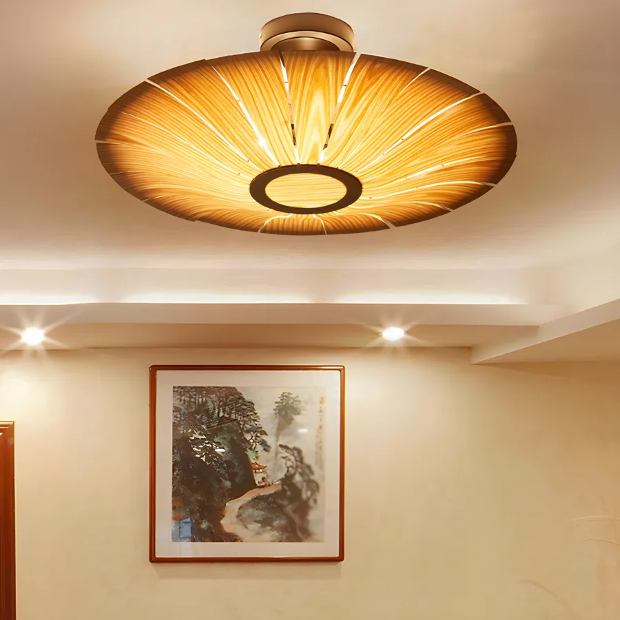 Natural Wood 3-Light Solid Wood Semi-Flush Mount view 3