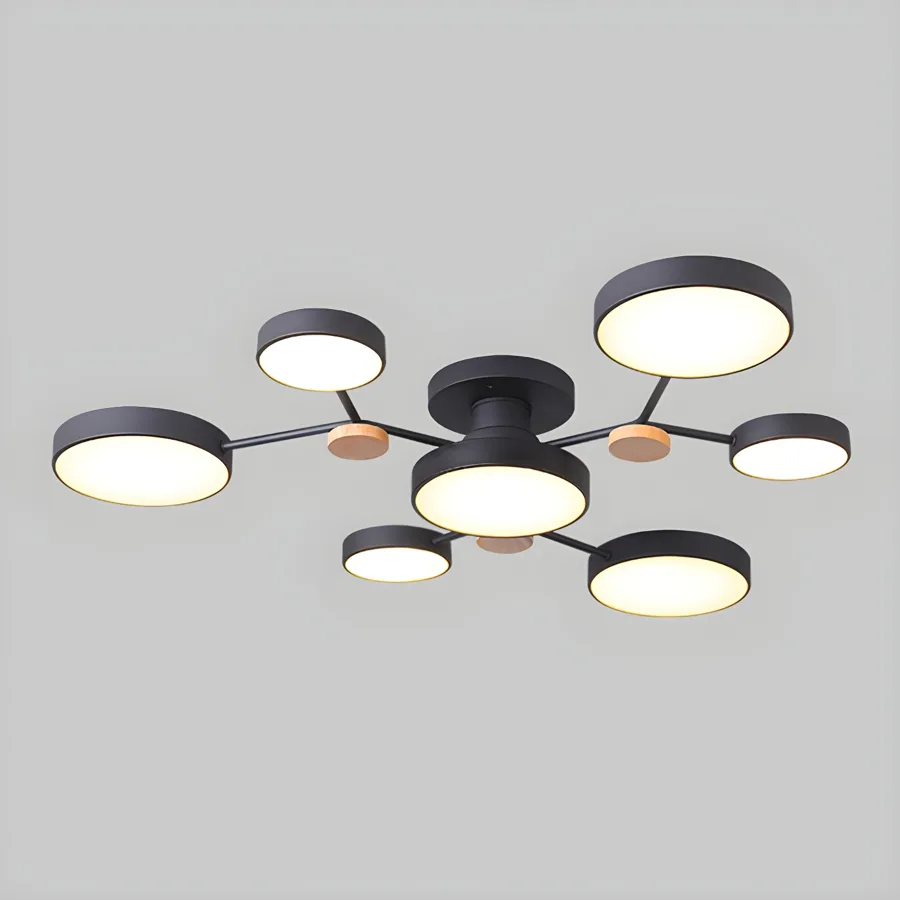 Black 7-Light Acrylic Semi-Flush Mount view 3