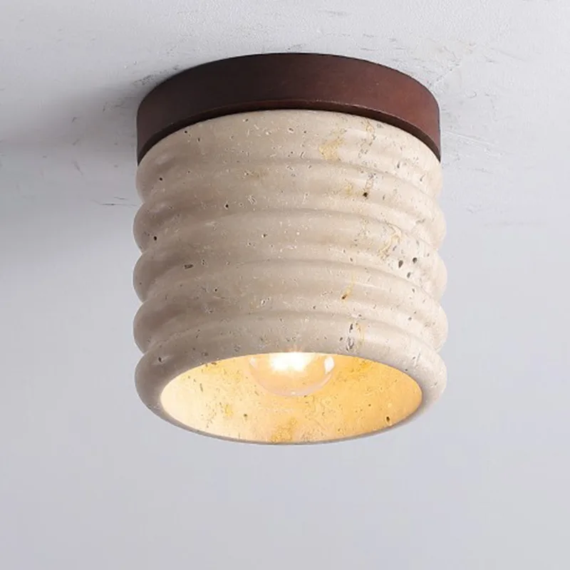 Cream 1-Light Stone Flush Mount view 3