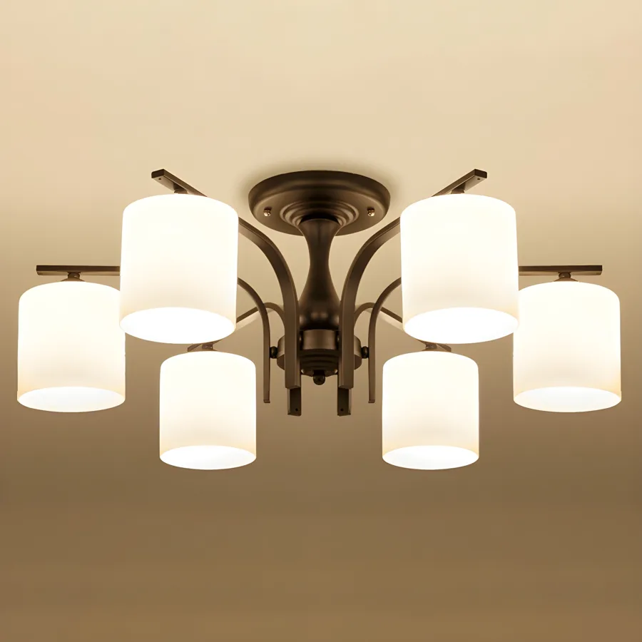 Black 3-Light Glass Semi-Flush Mount view 1