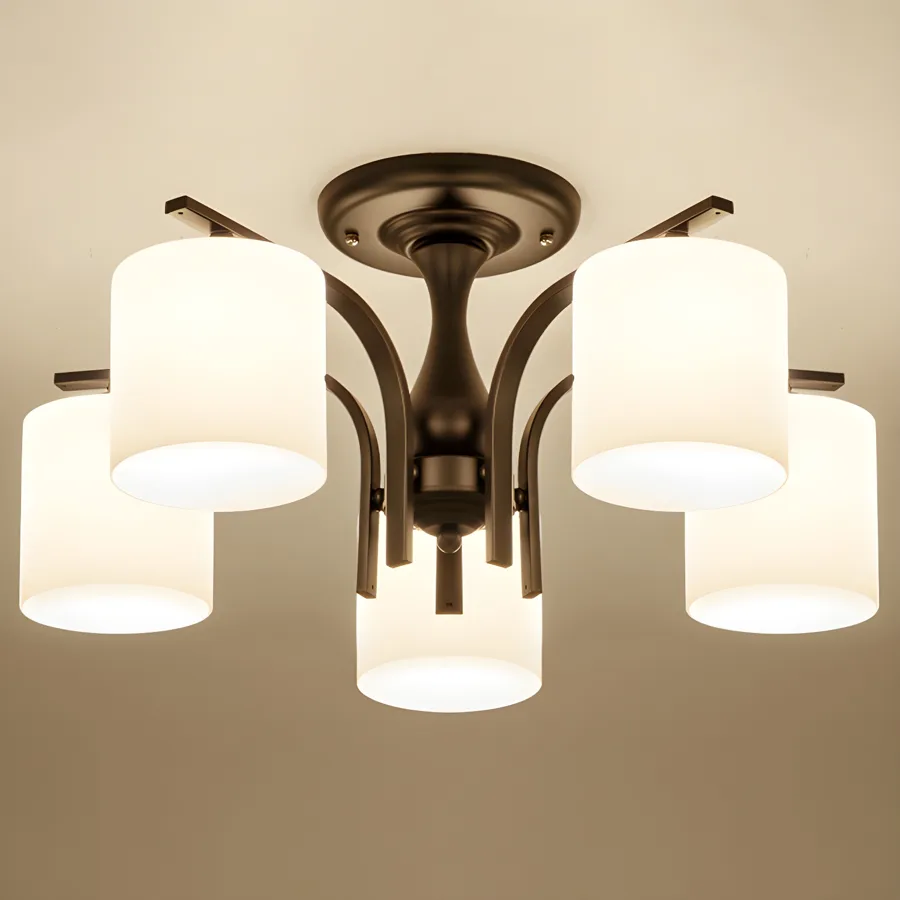 Black 3-Light Glass Semi-Flush Mount view 2