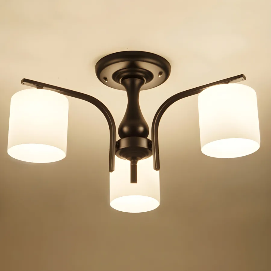 Black 3-Light Glass Semi-Flush Mount view 3