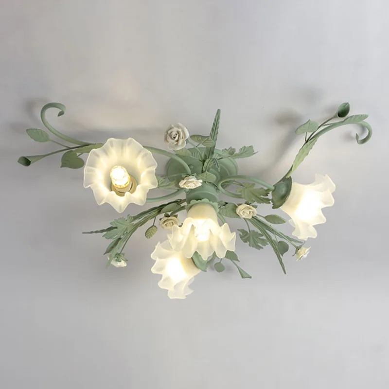 Green 4-Light Glass Semi-Flush Mount view 1