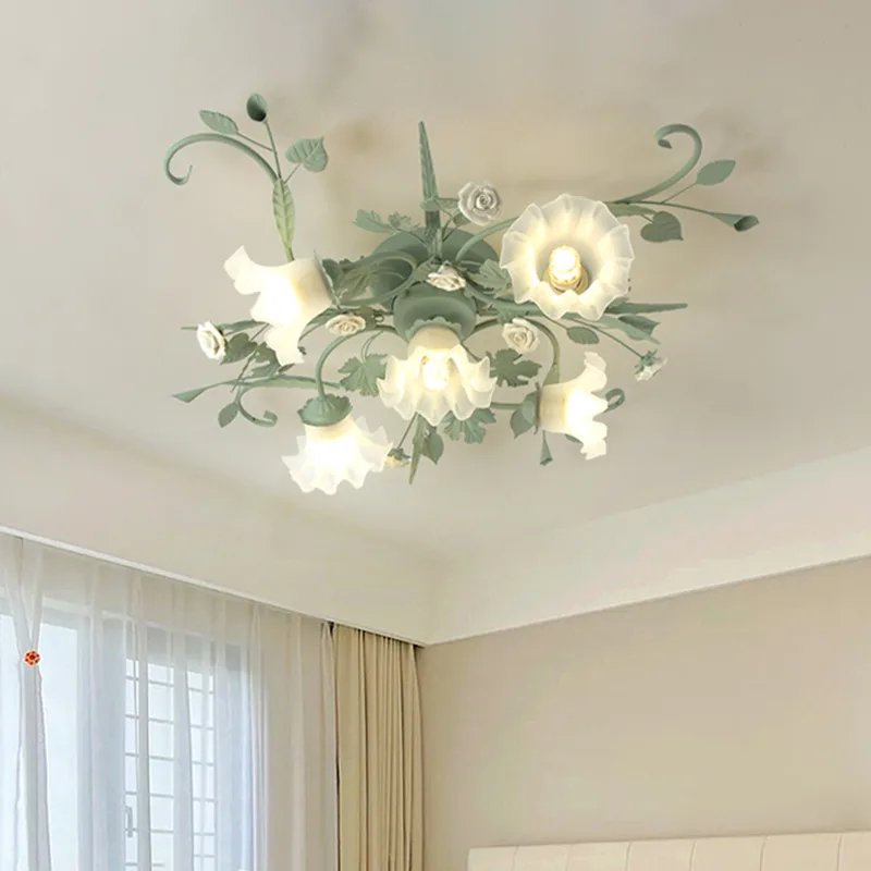 Green 4-Light Glass Semi-Flush Mount view 2