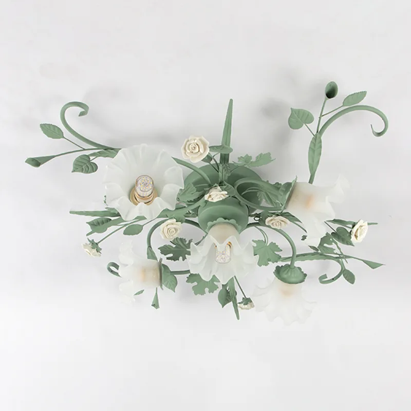 Green 4-Light Glass Semi-Flush Mount view 3