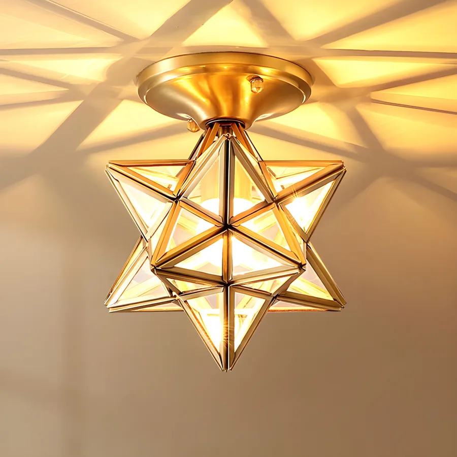 Gold 1-Light Glass Semi-Flush Mount view 1