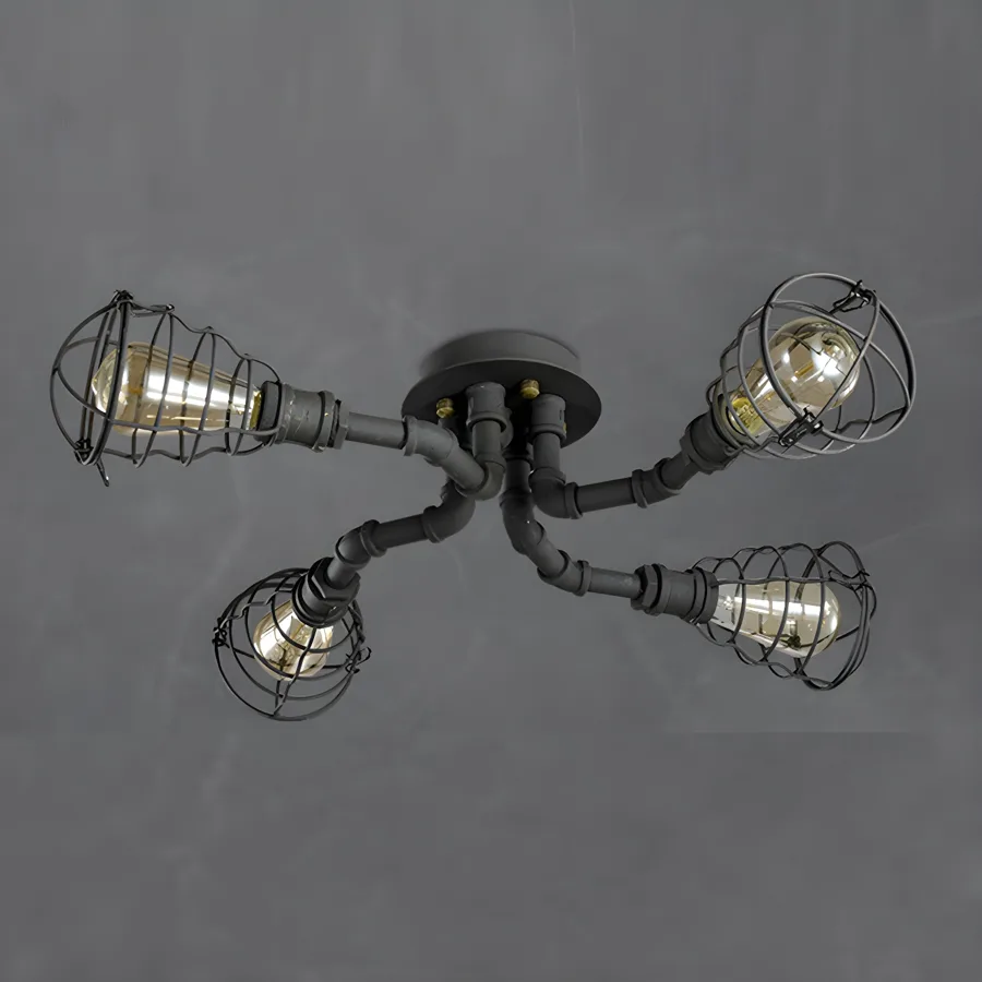 Black 4-Light Iron Semi-Flush Mount view 1