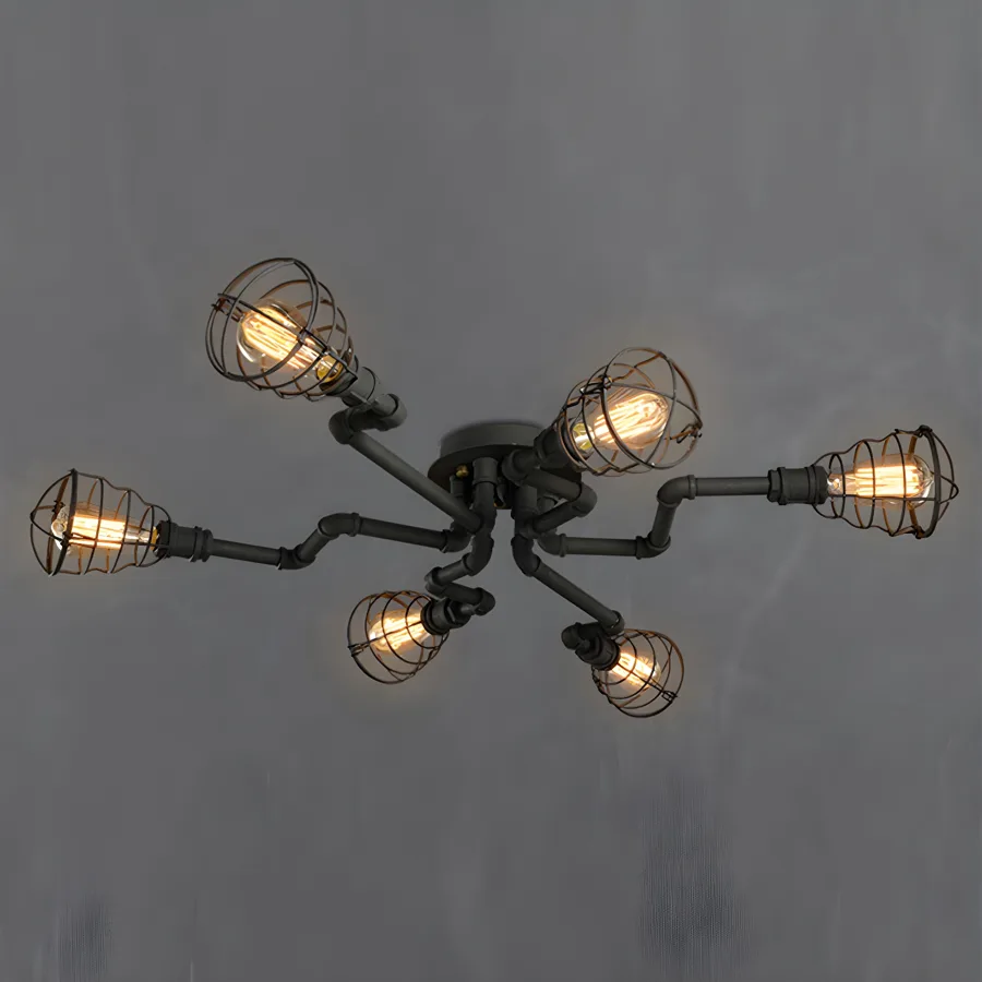 Black 4-Light Iron Semi-Flush Mount view 2