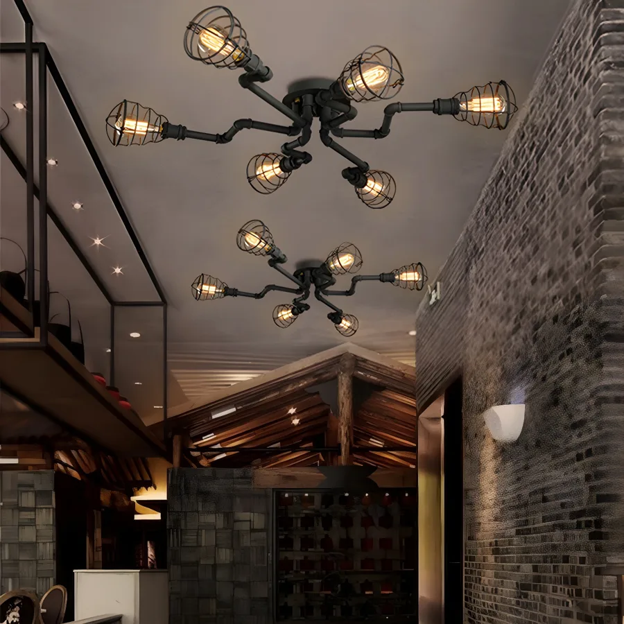 Black 4-Light Iron Semi-Flush Mount view 3
