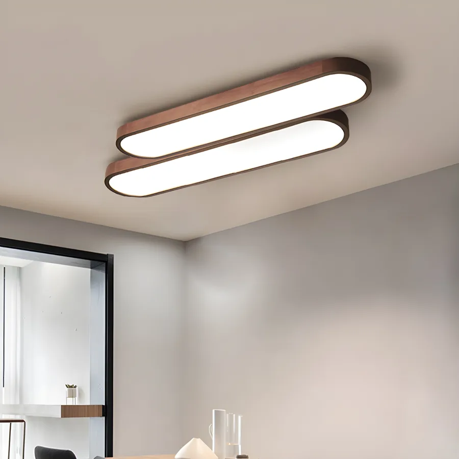 Dark Wood Grain 1-Light Acrylic Flush Mount view 1