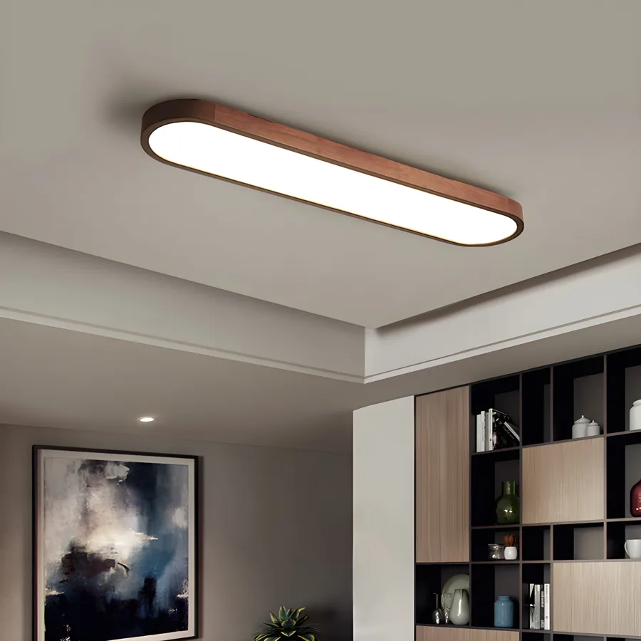 Dark Wood Grain 1-Light Acrylic Flush Mount view 3