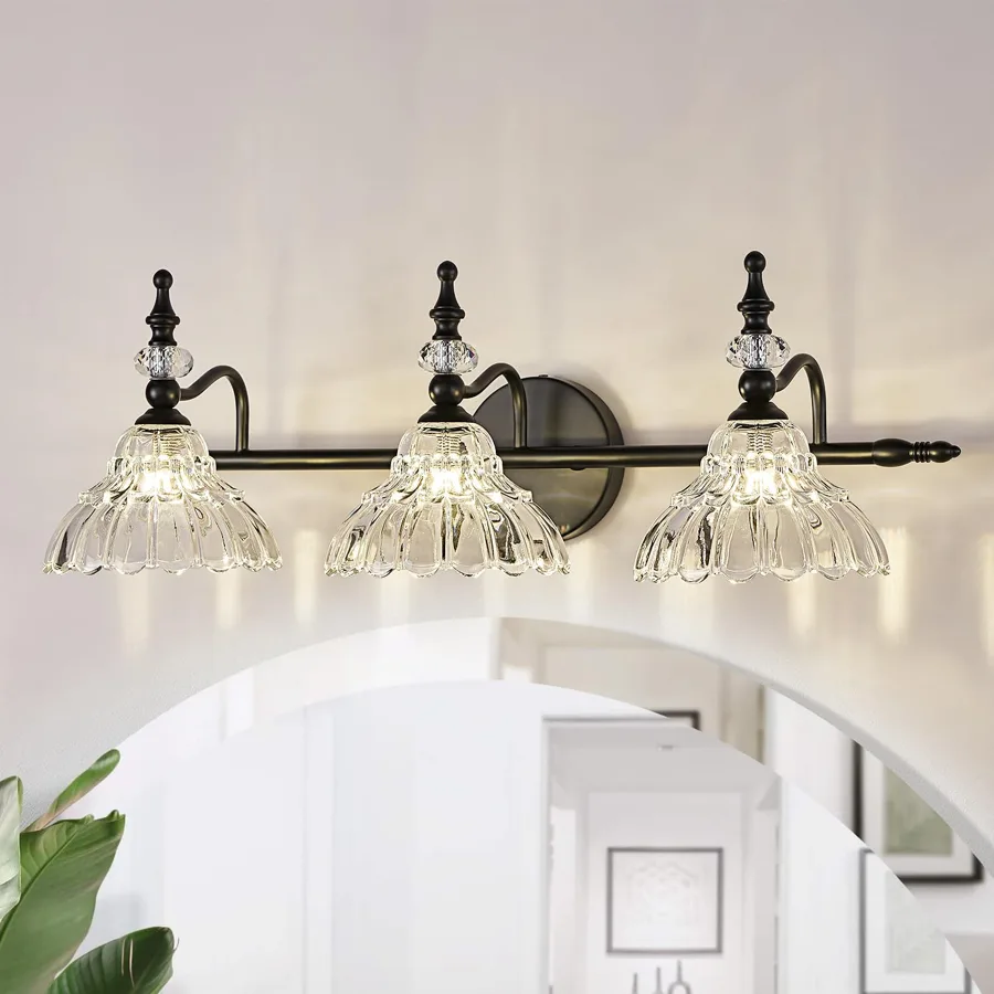 Black 1-Light Glass Geometric view 3