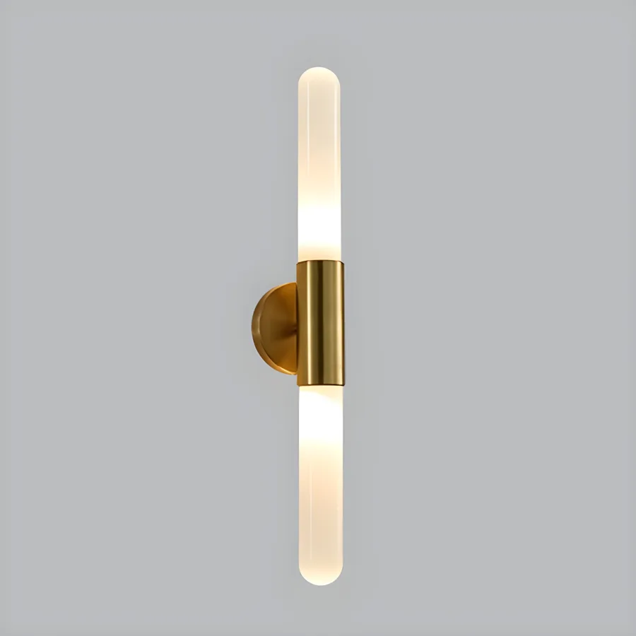 Brass 2-Light Glass Cylinder view 1