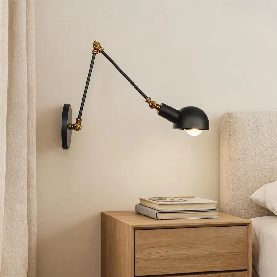 Black 1-Light Iron Swing Arm view 2